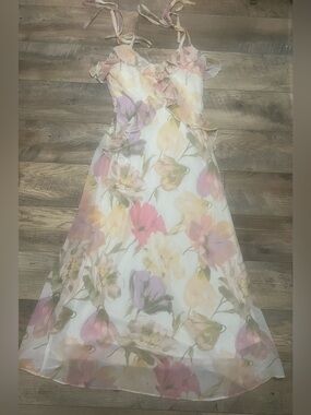 Taylor Floral Ruffle Maxi Dress Sz 6 New